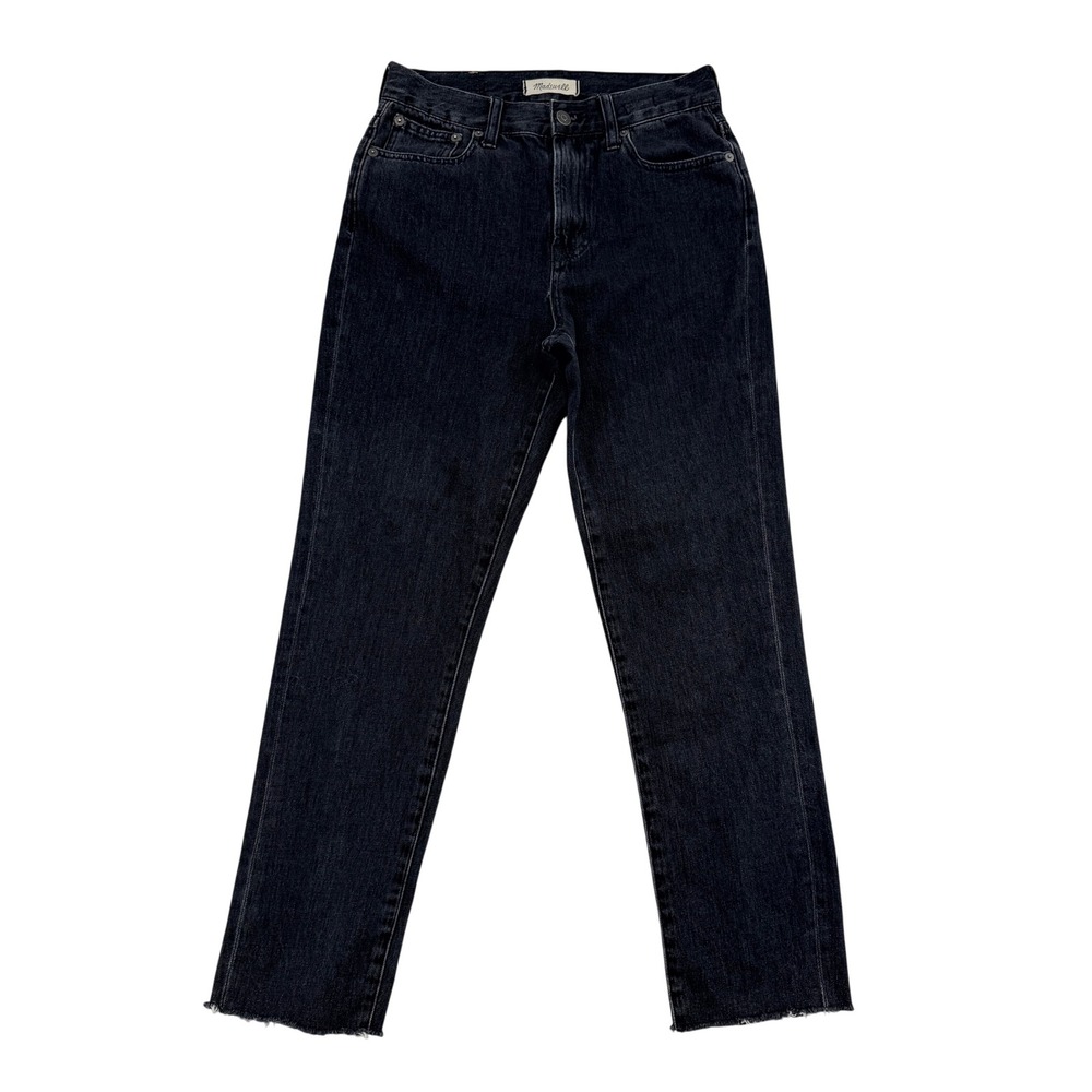 Madewell The Perfect Summer Jean Black Raw Hem High Rise Straight Leg Denim 25